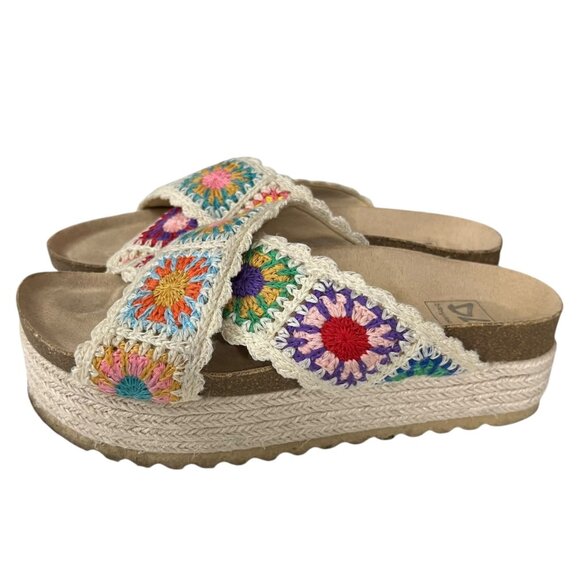 Dirty Laundry Crochet Granny Square Platform Slide Sandals Size 7.5 - Picture 3 of 10